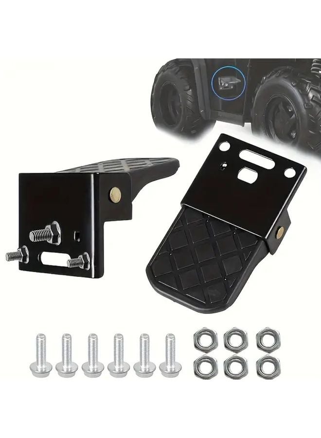 Black Universal All Terrain Vehicle Rear Passenger Foldable Foot Peg Step Plate - Image 5
